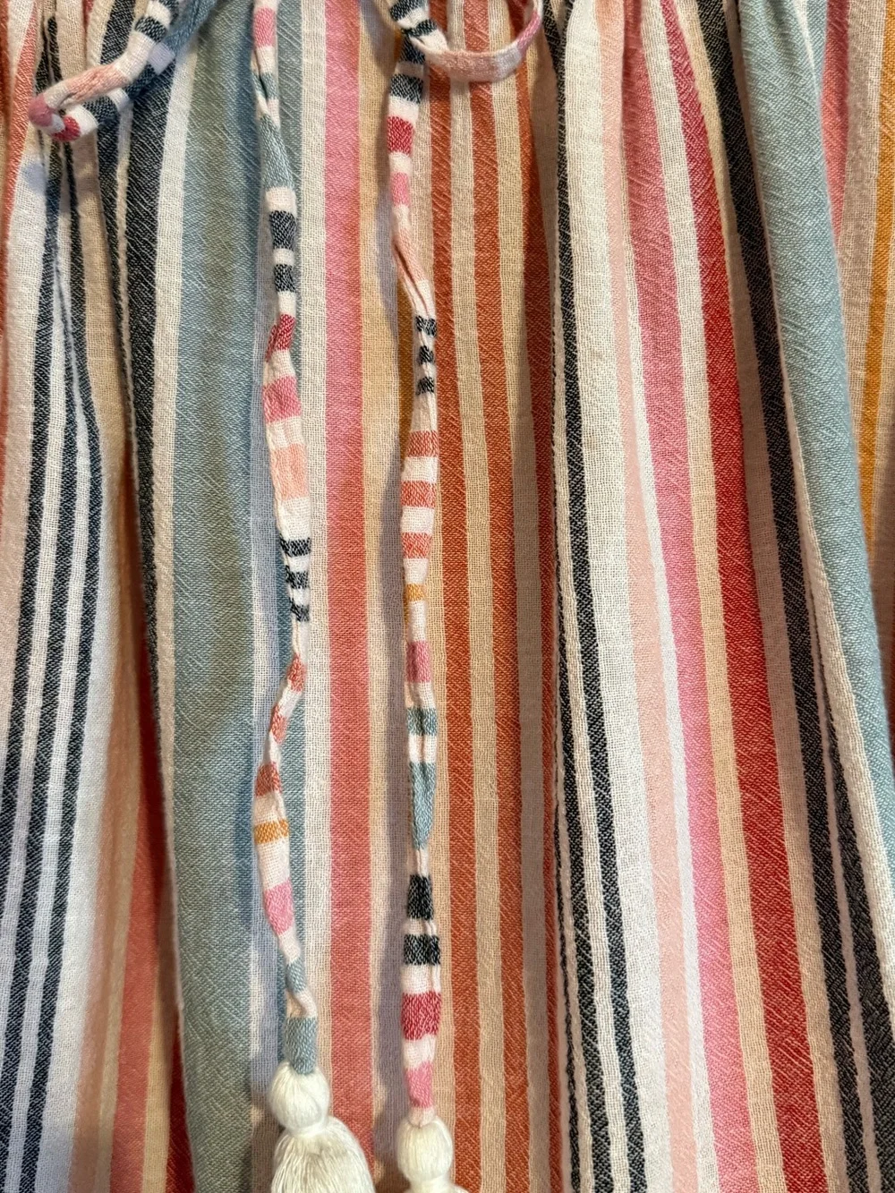 Madewell Striped Drawstring Waist Mini Dress M Pink Blue Coastal Boho Resort - Picture 3 of 3